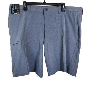Roundtree & Yorke Mens Performance Shorts 42 Waist Classic Fit Flat Front Blue
